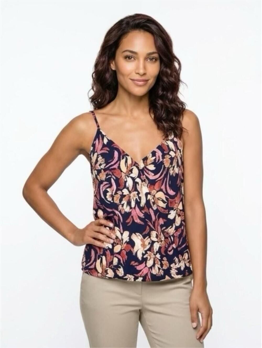 Market & Spruce Women’s XXL Top Sleeveless Floral  V- Neckline  WGW10418  NWT
